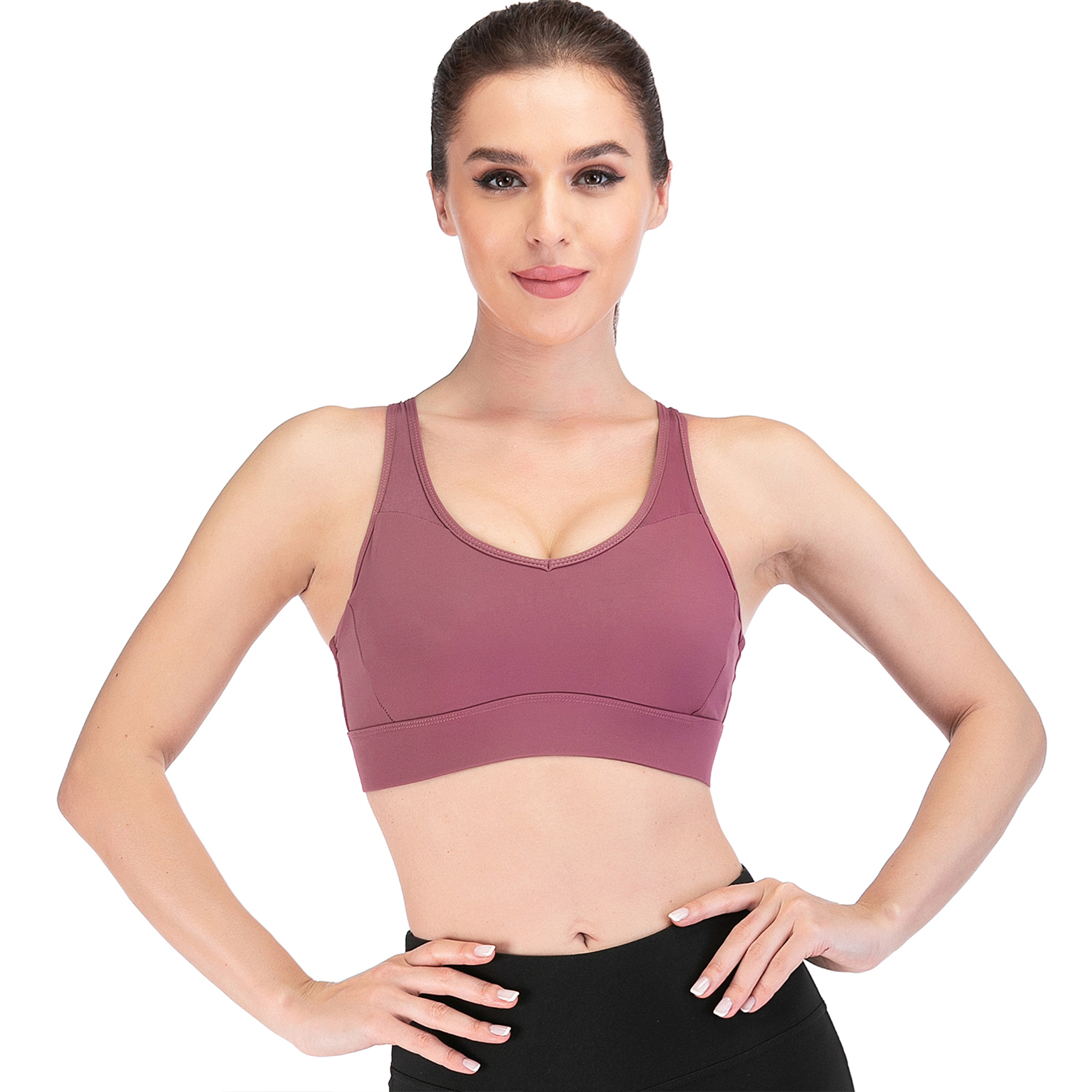 

Strappy Sports Bra for Women, Sexy Crisscross Back Medium Support Yoga Bra with Removable Cups, Red