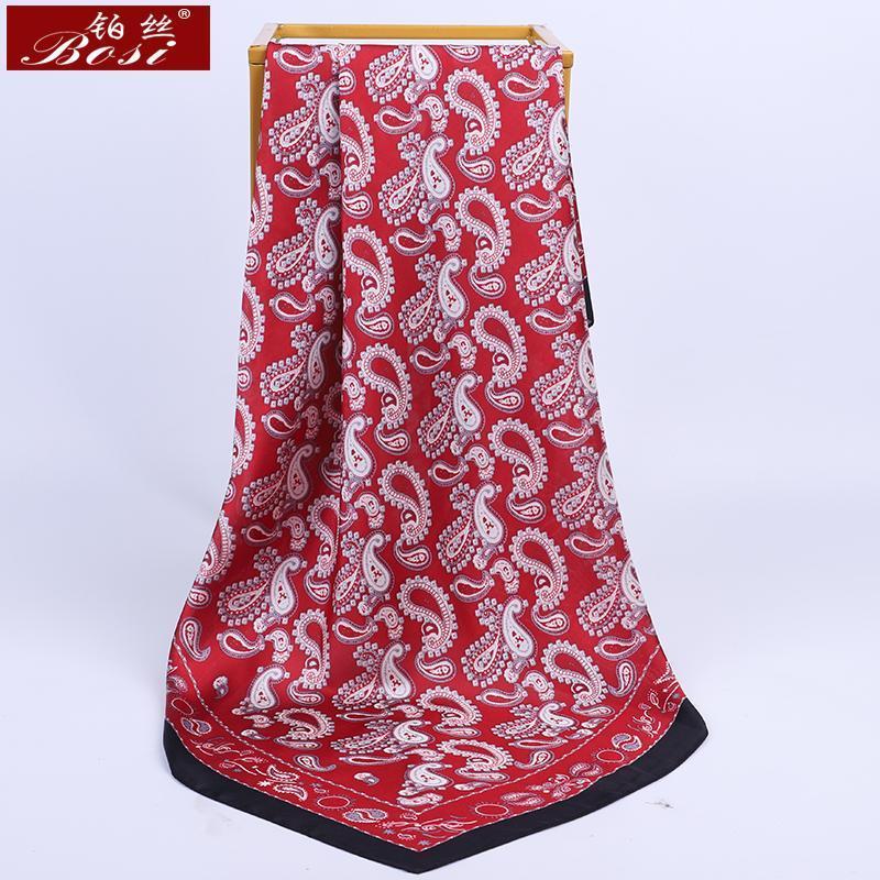 

Scarves BOSI 2022 Fashion Scarf Square Cashew Nuts Print Silk Satin Big For Women 90*90cm Head Hijab Shawl Ladies Red, Blue;gray
