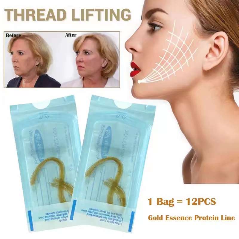 

No Needle Anti Aging Thread Face Lift Line Carved Gold Essence Protein Skin Absored Lines Wrinkle Remove Care Skin Tighening