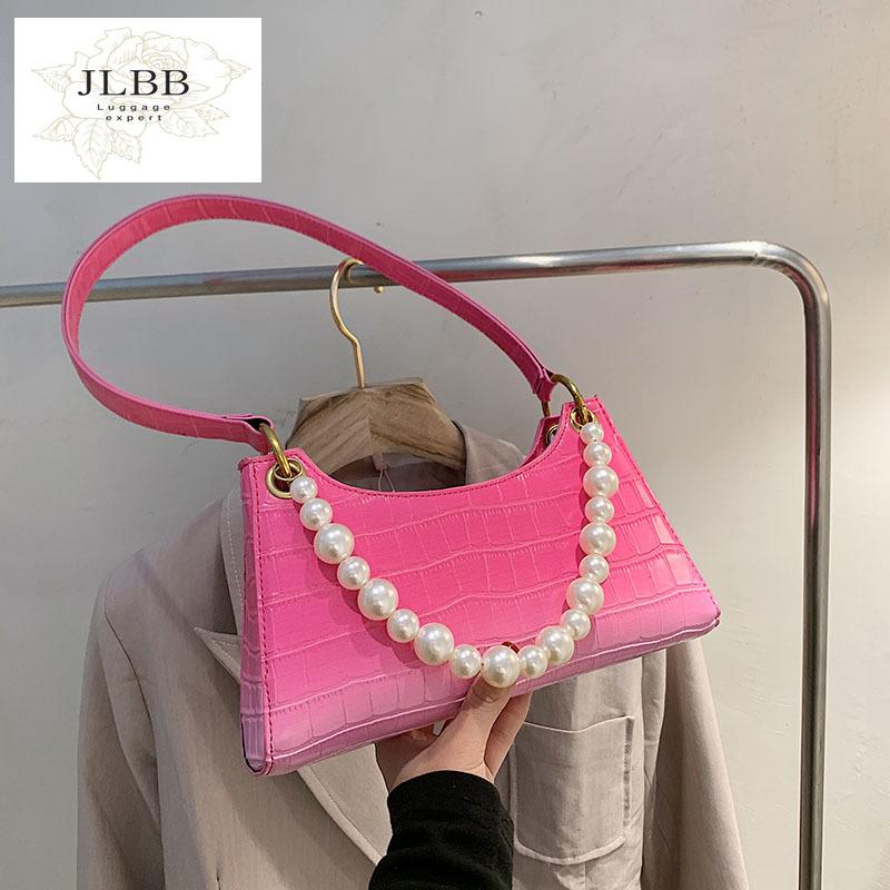 

Evening Bags Fashion Pearl Underarm Shoulder Bag Stone Pattern Leather Baguette High Quality Handbags Luxury Designer Summer Purse Sac A Mai