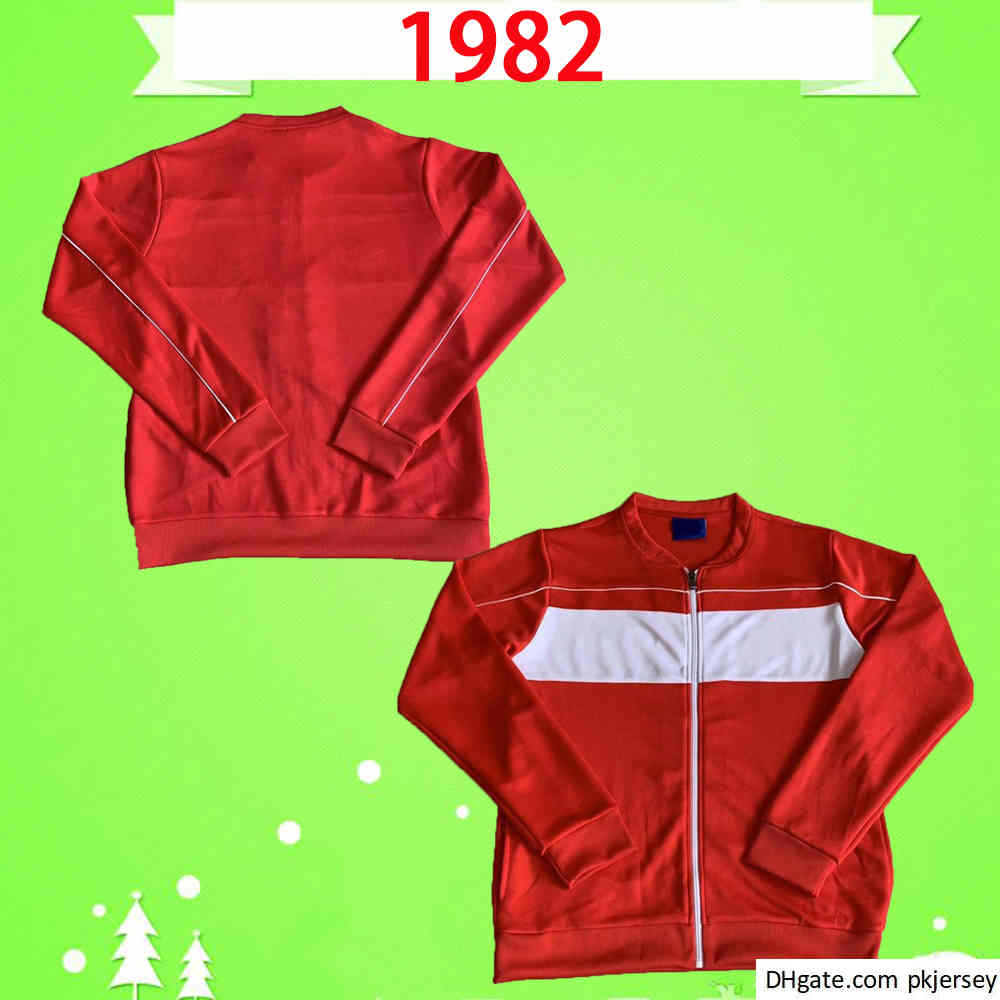 

1982 Thailand quality tracksuit RUSH jogging suits JOHNSTON WALSH RETRO soccer jersey vintage football shirt uniform home red training wear jacket, Black