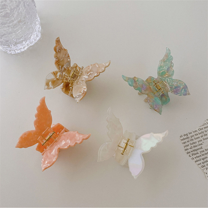 

Yamog European Butterfly Model Hair Clamps For Women Scrunchies Ponytail Wash Wear Claw Clips Acetic Acid Alloy Animal Hairpins Hair Accessories Coffee White
