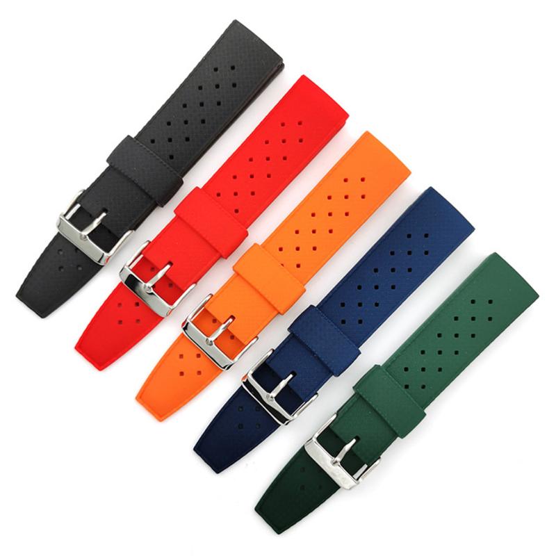 

Watch Bands 20mm 22mm Premium-Grade Silicone Rubber Strap Men Diving Waterproof Breathable Wrist Band Bracelet Belt For SRP777J1