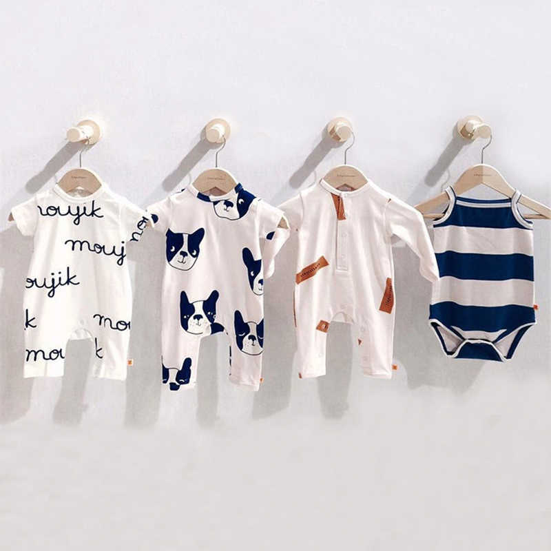 

born Baby Romper Summer Boy Girl Jumpsuits Printed Cotton Cute Body Suit for 0-2Y born Baby Boys Girls Clothes 210722, Sky blue