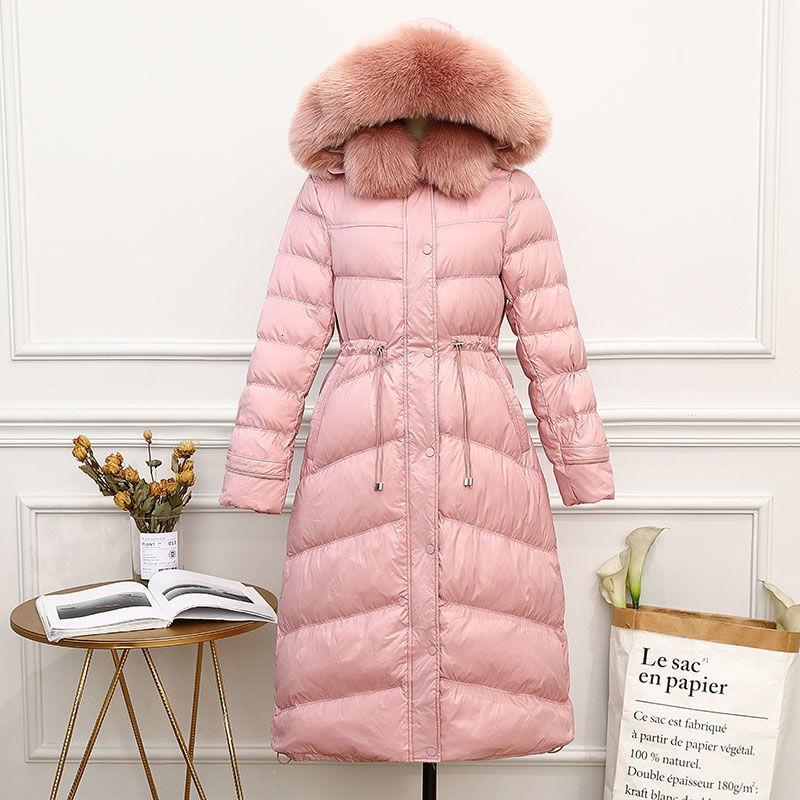 

Women's Down & Parkas White Duck Jacket Winter Coat Korean Fur Collar Hooded Puffer Warm Parka Abrigos 2W5Y, Black