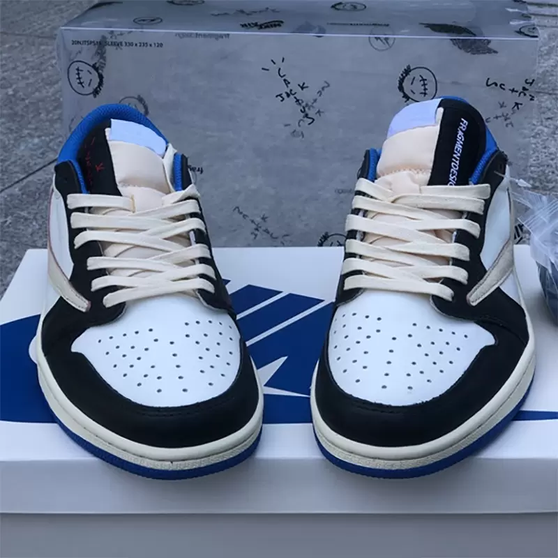 

35% discount Casual Shoes S Shoes Sports Sneakers White Military Blue Designer With Original Box Jumpman 1 Low Og X Fragment Travis Scot Mens