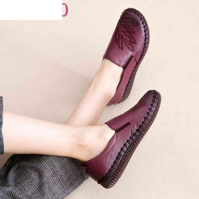 

Sandals Fashion Women Shoes Genuine Leather Loafers Casual Handmade Soft Comfortable Flats 781J, Black