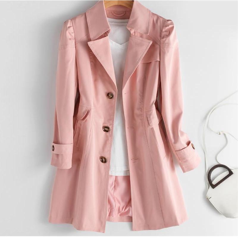 

Women's Trench Coats Spring Autumn OL Coat Ladies Elegant Slim Long Women Windbreakers Plus Size Casual Femme 5xl, Tan;black