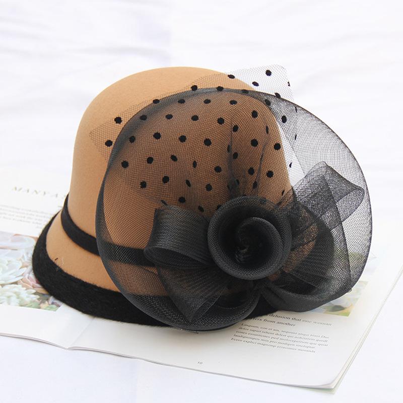 

Berets Basin Of Wool Yarn Trilby Subnet Flowers Ms Autumn Joker Hat Fisherman Cap Retro Wedding Fashion England, Black