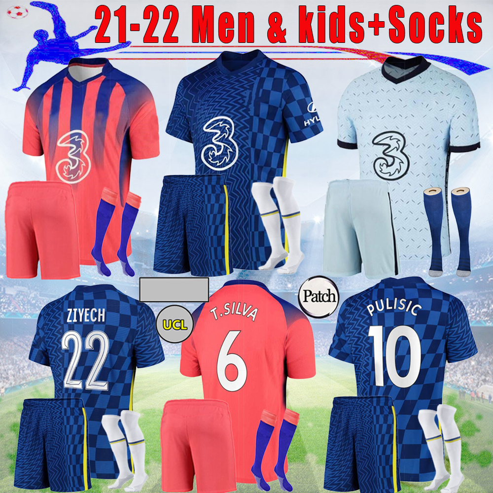 

21 22 CFC PULISIC ABRAHAM KANTE soccer jersey men Away ZIYECH LAMPARD ODOI WILLAN GIROUD 2021 2022 kids kit Home MOUNT Camiseta de football Suit, Black