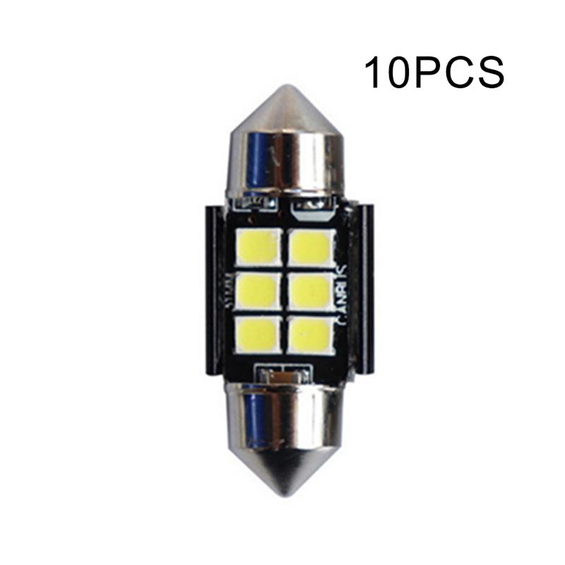 

Car Headlights 31 36 39 41 MM LED C5W 3030 6SMD Dome Map Light 10pcs Interior White Bulb Decode Reading