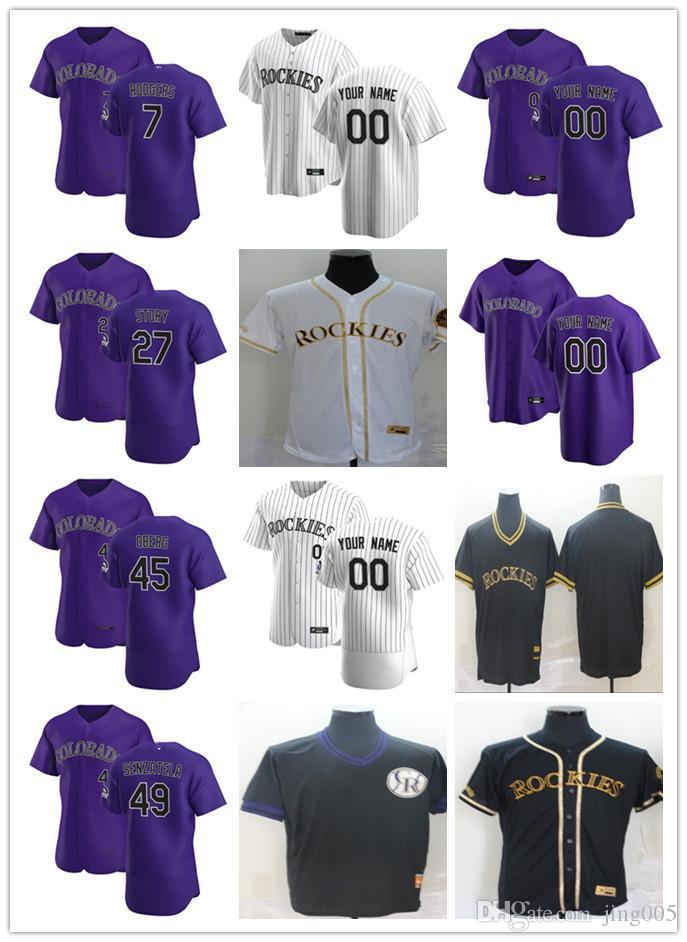 

Men Women Youth 45 Scott Oberg 7 Brendan Rodgers 49 Antonio Senzatela 27 Trevor Story Custom Baseball Jersey Blank purple white, Blue;black