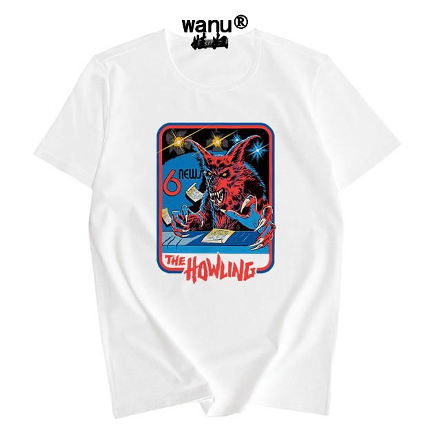 

Women's T-Shirt Summer Women Tshirt Short Sleeve Let's Demons Graphic THE HOWLING Print Vintage Harajuku Tumblr Tops O-neck Instagram, White
