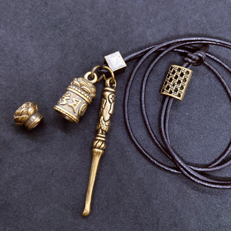 

Pendant Necklaces Brass Jar Mini Spoon Sanskrit Necklace Retro Style Ashes Bottle Store Love Accessories