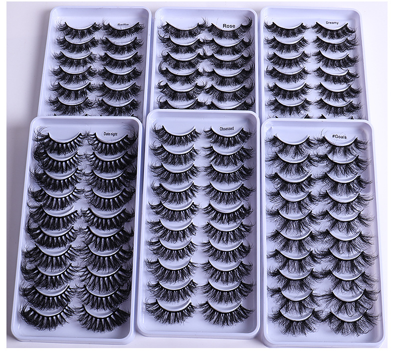 Thick Long Multilayer 3D Mink False Eyelashes 10 Pairs Set Curly Crisscross Handmade Reusable Fake Lashes Soft & Vivid Eyelash Extensions Easy To-image-755953754