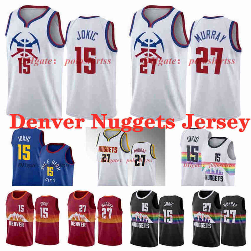 

Denver's Nuggets's Jamal Murray 27 Basketball Jerseys White Black Authentic 15 Jokic Jersey NCAA 2021 Mens Youth Kid Edition City Fans Shirt S-XXXL, As photo