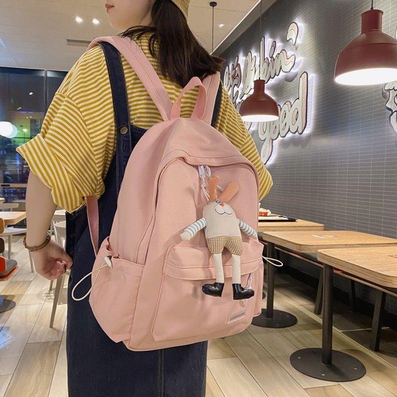 

School Bags Sweet For Teenage Girls Backpack Women Nylon High Student Schoolbag Large Casual Preppy Style 2021