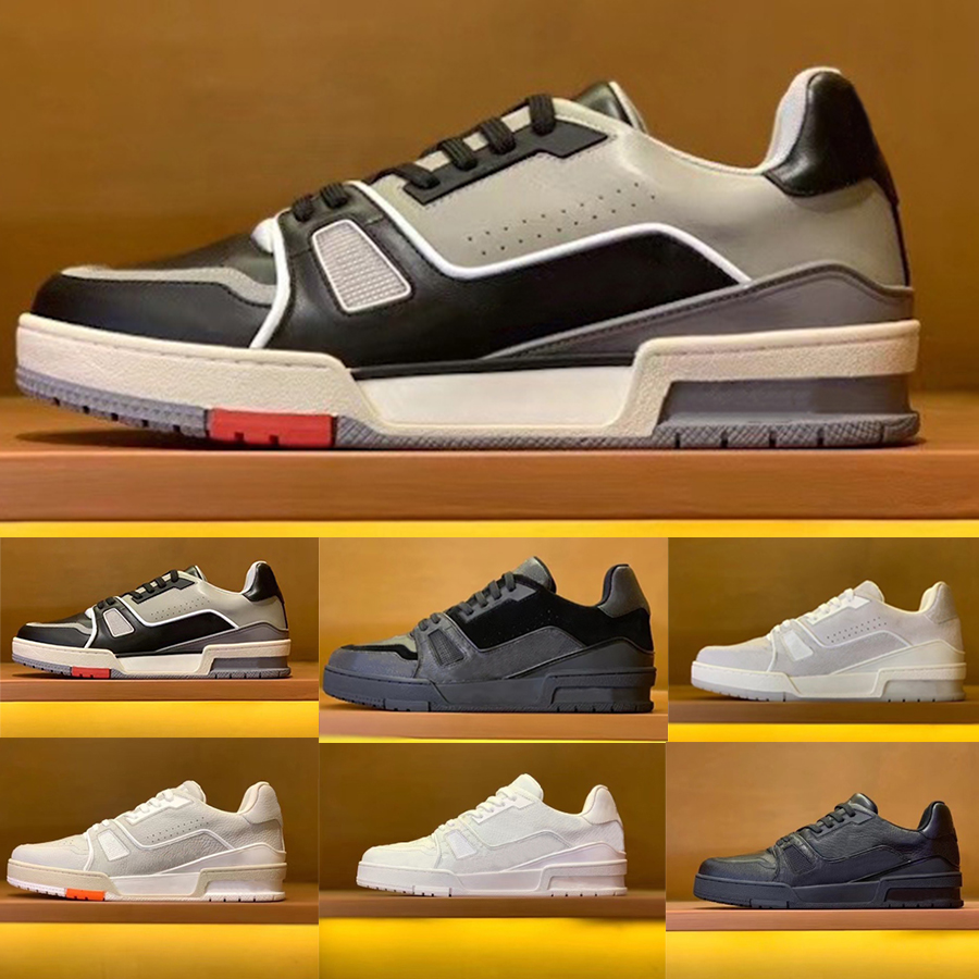 

2021 Designer Shoes top quality leather sneakers Flat Platform Sneaker Men Vintage Outsole Runner Trainers Embossed Casual Trainer With Box 268, Black