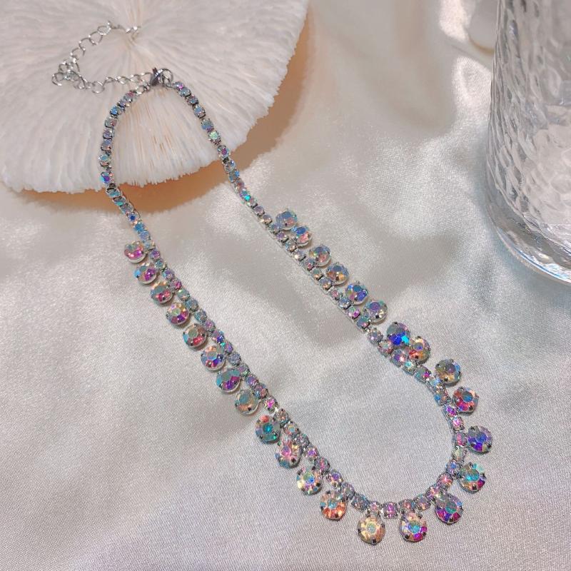 

Chains VEEMY Retro Female Jewelry Colorful Rhinestone Tassel Chain Necklaces Women Sweater, Silver
