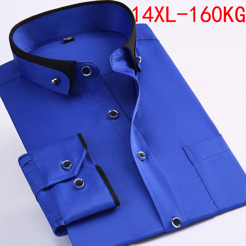 

Designs Spring Men wedding shirt Formal long sleeve plus size big 2XL 3XL dress shirts Pink formal navy blue 9XL 10XL 14XL Blous, The photo color