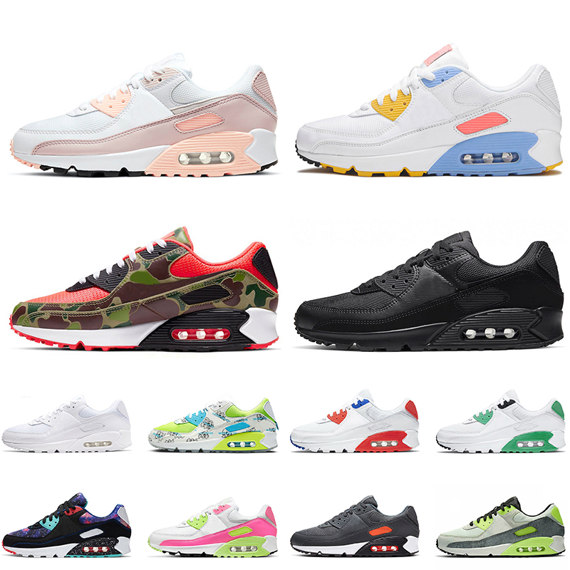

Men Womens 90s Running Shoes 90 Sneakers Trainers Big Size US 12 Pink Bright Orange Accents Solar Flare Barely Rose Mesh Triple White, Item18 be ture 36-45