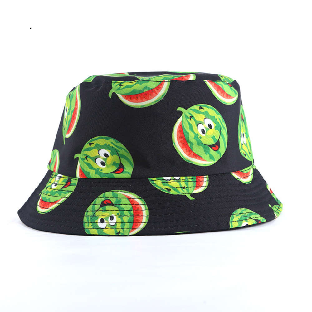 

Sun hat double face fisherman's hat with fruit pattern, Blue;gray