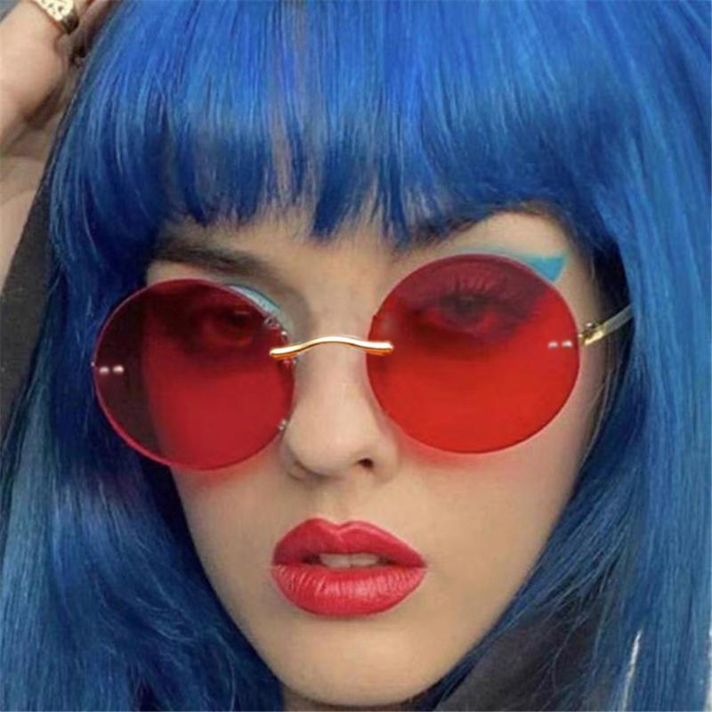 

Sunglasses Vintage Retro Rimless Round Women Fashion Clear Ocean Lens Eyewear Men Orange Shades UV400 Sun Glasses 2022, White;black