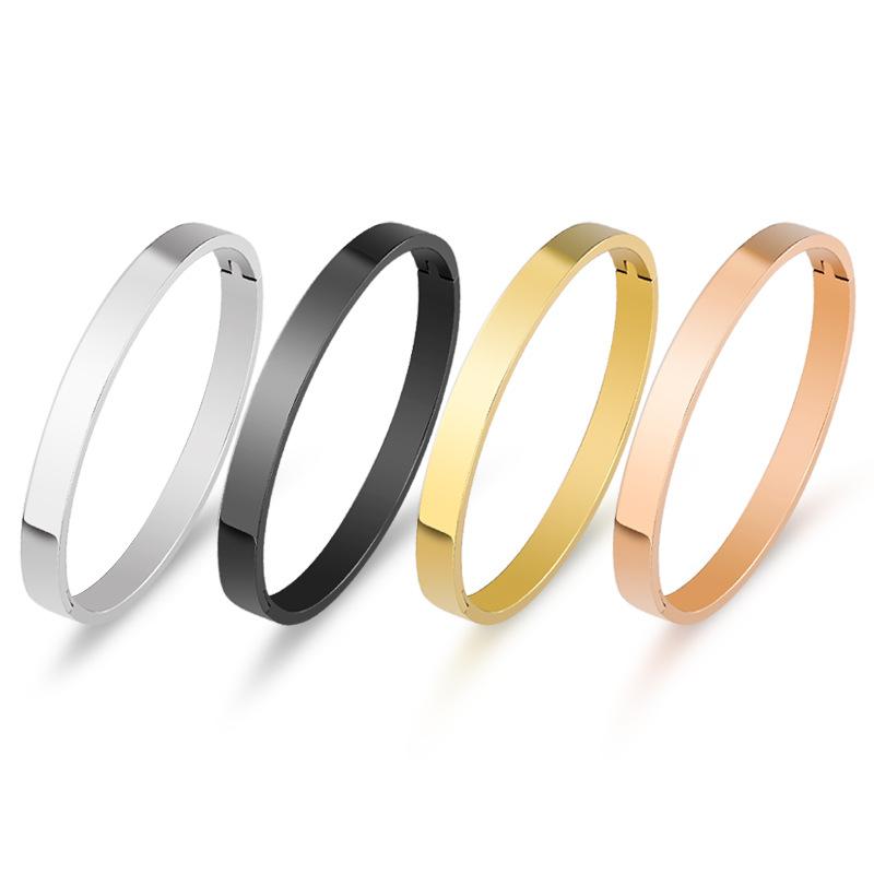 

Bangle Open Bangles Women Stainless Steel Rose Gold Oval Adjustable Couple Jewelry Gifts For Woman Accessory Wholesale