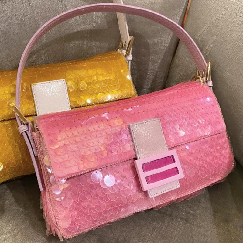 

Shoulder Bags 2021 Pink Bling Sequined Luxury Party Wedding Handbags Fashion Women Casual Purses