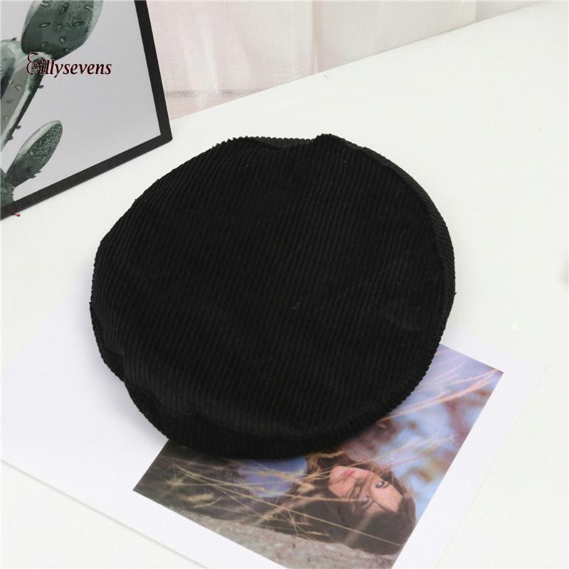 

Berets Pure Color Women Sunscreen Flat Top Corduroy Beret Fashion For Children's Hat Cap Sombreros Mujer1, Beige