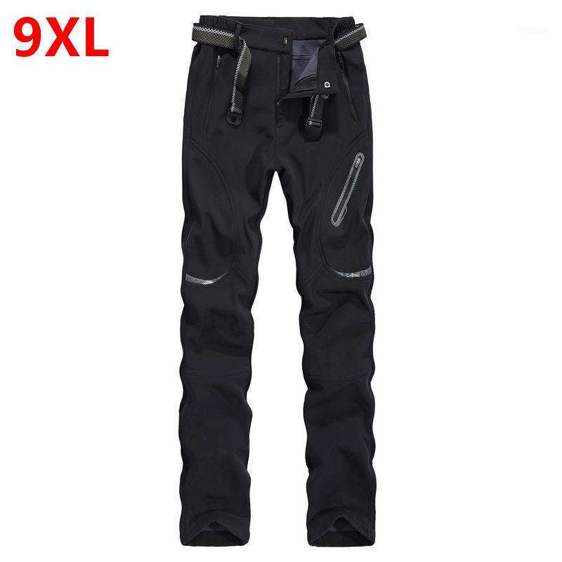 

Men's Pants Spring Winter Plus Size Casual Male Thick Waterproof Trousers Sandtroopers Big Soft Shell 9XL 8XL 7XL, Black
