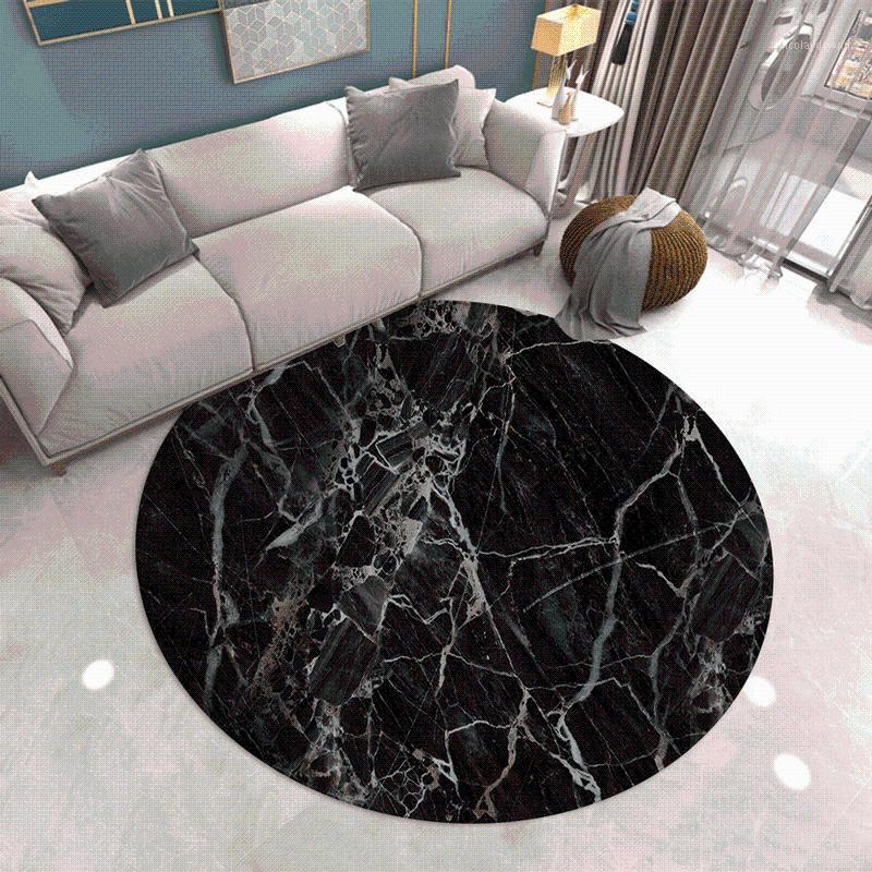 

Carpets Marbling Pattern Round Carpet Lotus Chair Floor Mat Soft For Living Room Anti-slip Rug Bedroom Decor