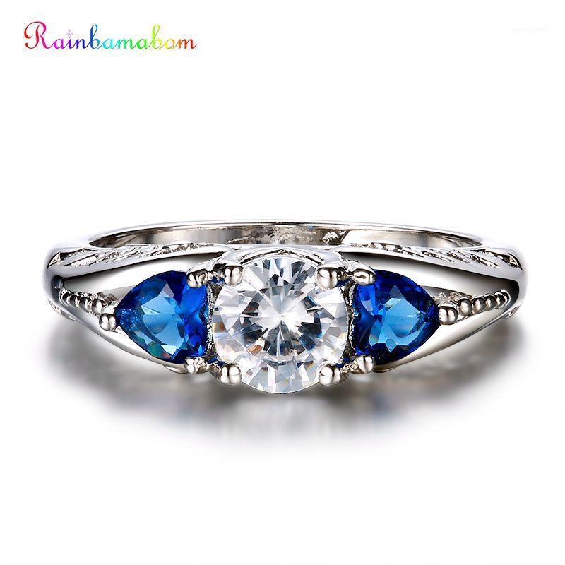 

Cluster Rings Rainbamabom 925 Solid Sterling Silver White Topaz Sapphire Gemstone Wedding Engagement Gold Ring Fine Jewelry Wholesale1