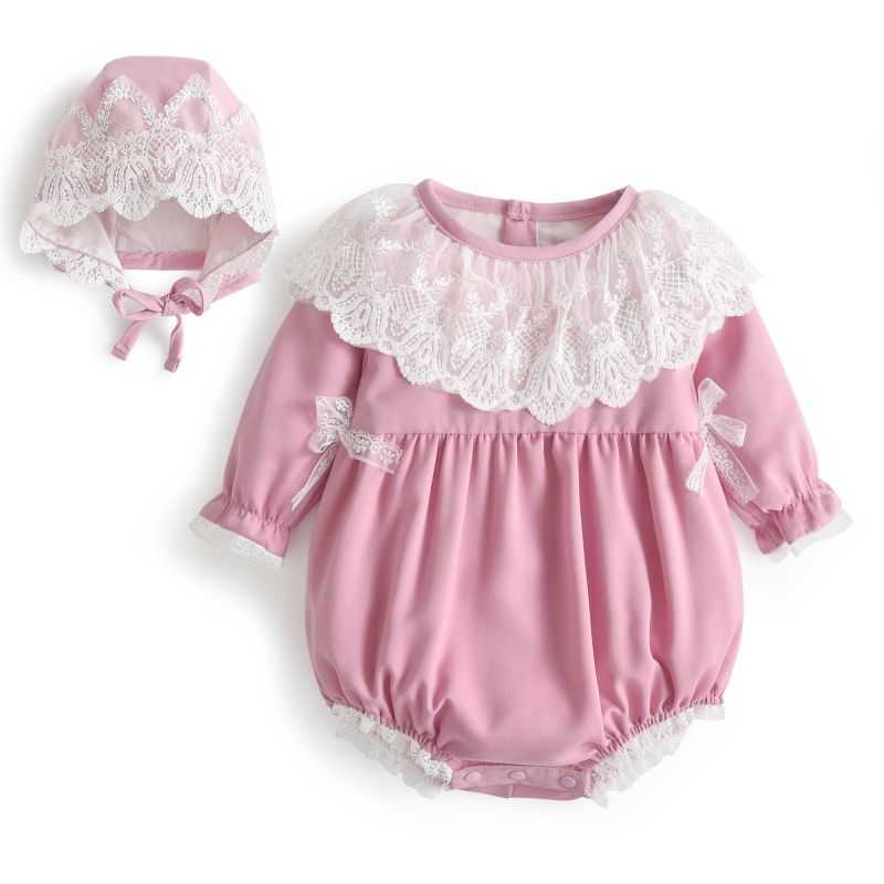 

Spanish Baby Clothes infant Girl Green Romper with Lace Cape born Soft Jumpsuit Cotton Liner Girls Spain Boutique 210615, A green romper