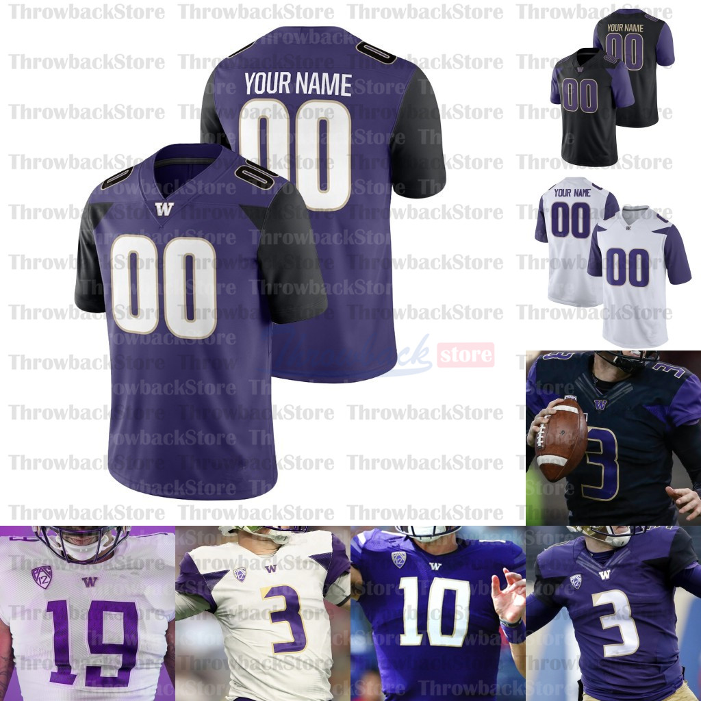 

Custom Washington Huskies College Football Jerseys Jacob Eason Salvon Ahmed Hunter Bryant Aaron Fuller Joe Tryon Ryan Bowman Danny, Black