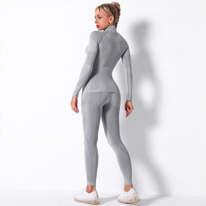 

seamless set fitness sports womenpant suits gym clothes workout long sleeve shirts high waist running leggings pants, White