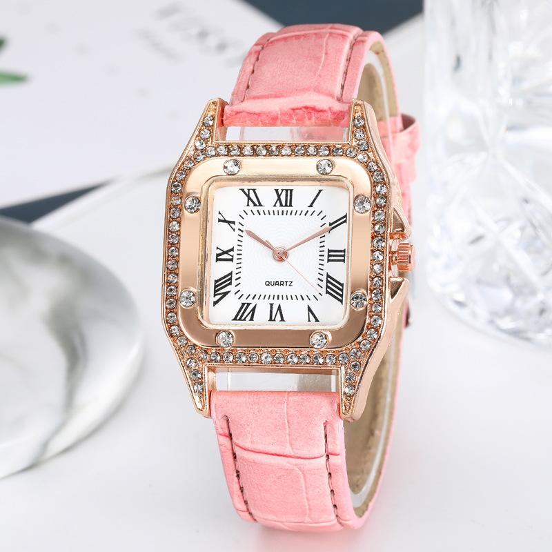 

Wristwatches Ladies Fashion Watch Rectangle Diamond Belt Quartz, White
