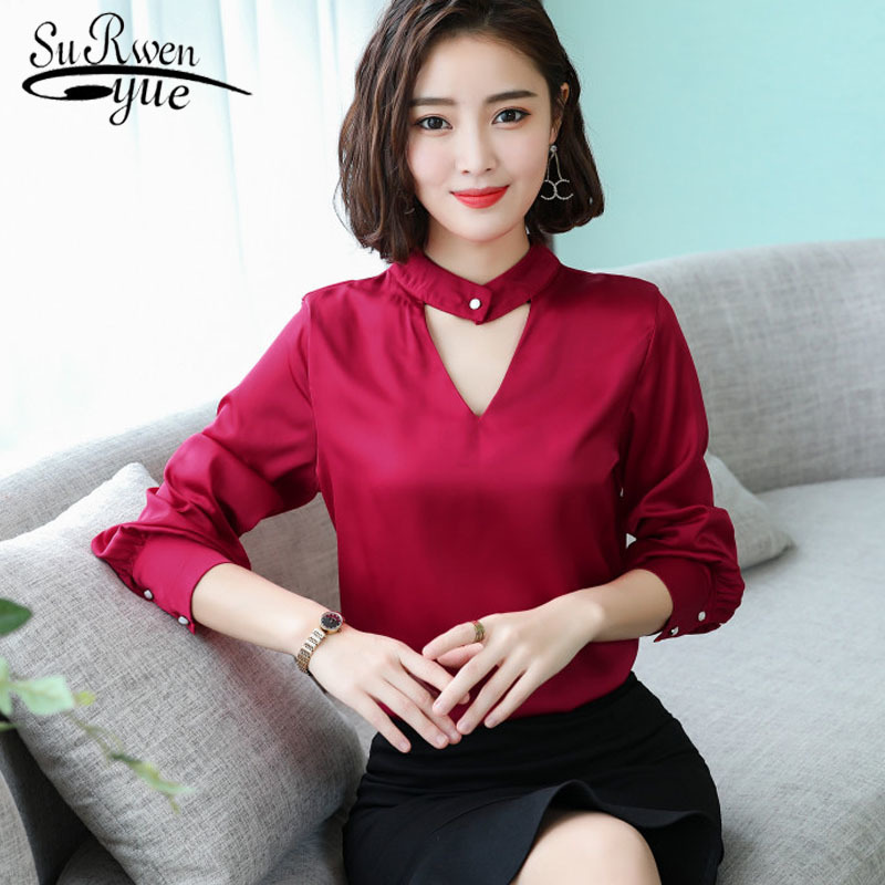 

Fashion chiffon shirt women's long sleeved spring women blouses shirts solid blouse plus size female tops clothes 1797 50 210521, White