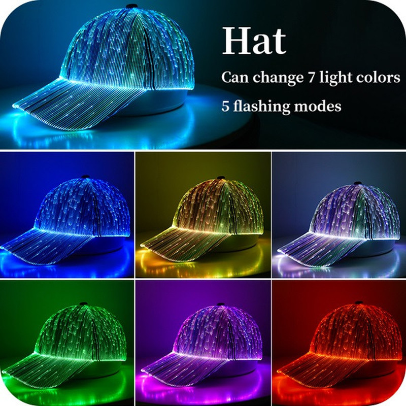 

Baseball Caps Sports LED Lighting Cap Fashion Colorful Changeable Lights Hat Club Carnival Glow Hats Christmas Present Gift Customized Logo, Logo custom fee