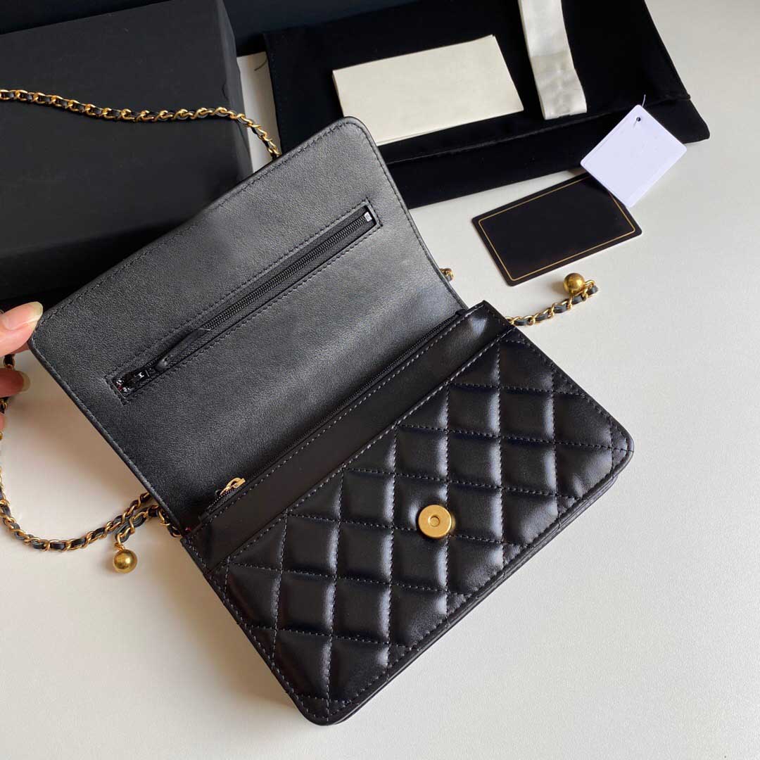 

Top purse design fashionable new style rhombic chain messenger bag single messenger 12.3 -19.2-3.5 AP2289, Black