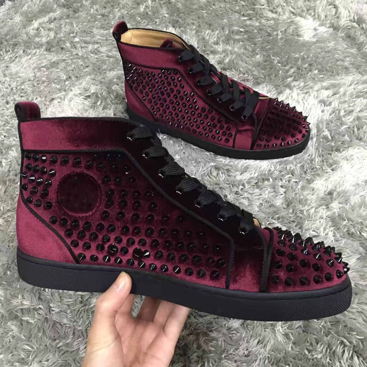 

[Original Box] Designer Mens Red Bottom Casual Shoes Spikes Sneakers Top Quality Women Studs Outdoor Sports Flat White,Black,Nude EU35-47