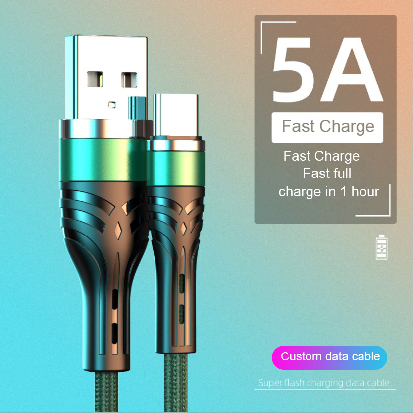 

5A Charger Cable For Samsung S20 S10 Fast Charging Charger Mirco USB Type C Data Cable Wire Cord, Mixed color