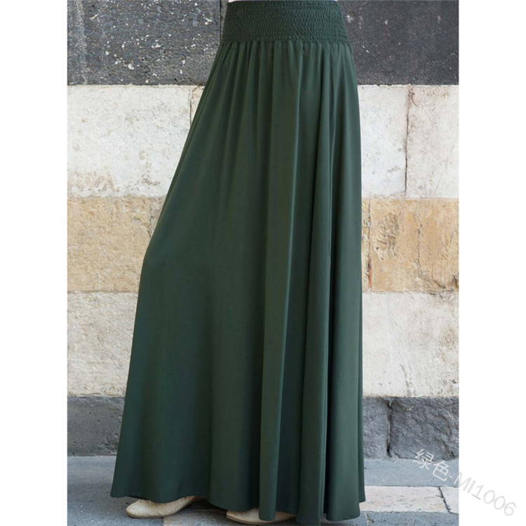 

High Waist Pleated Skirt Women Muslim Fashion Ankle-length Solid Color Long Skirt Ladies Elegant Arab Islamic Cothing Plus Size