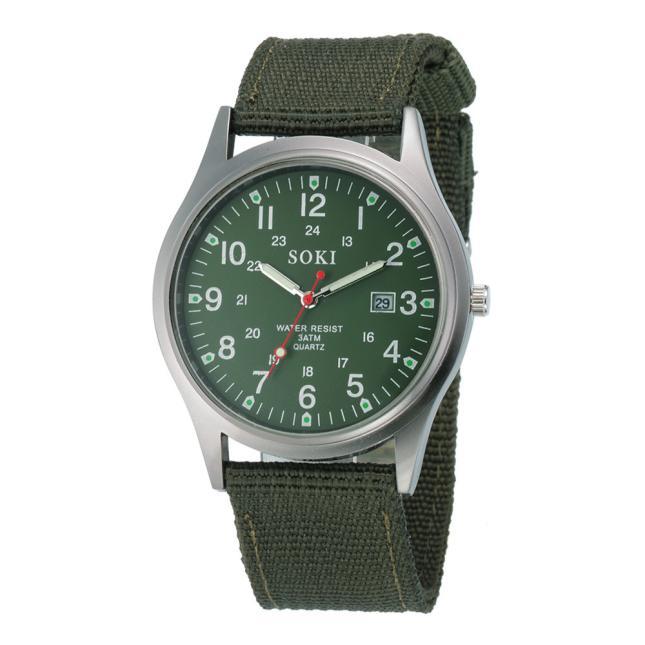 

Wristwatches Military Men Date Canvas Band Stainless Steel Sport Quartz Wrist Watch Automatic Luxury Clock Waterproof Relogio Masculino, Black