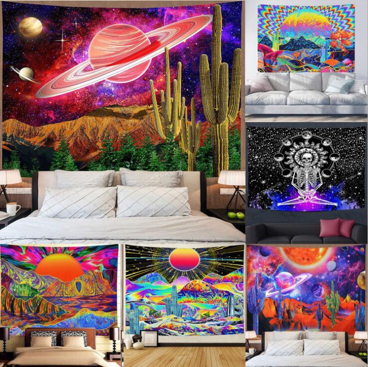 

Planet Tapestry Trippy Mountain Tapestries Psychedelic Galaxy Space Tapestry Fantasy Mushroom Tapestries Magic River Landscape Wall Hanging for Bedroom