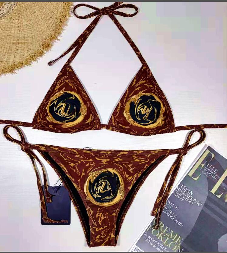 

Women's fashion sexy designer , split bikini, letter swimsuit, beach essential underwear, seaside play, White;black