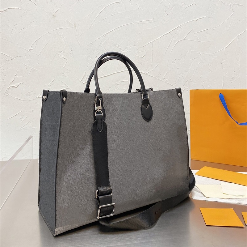 

2021 designer bags classic old flower leather large shopping bag high quality totes with long shoulder strap size 42x33cm, Grey