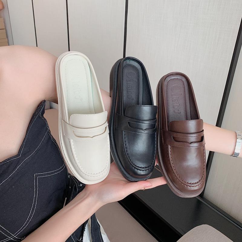 

Slippers Fashion Women Round Toe Flats Mules Shoes Outdoor Slides Slip On Casual Loafer, Black