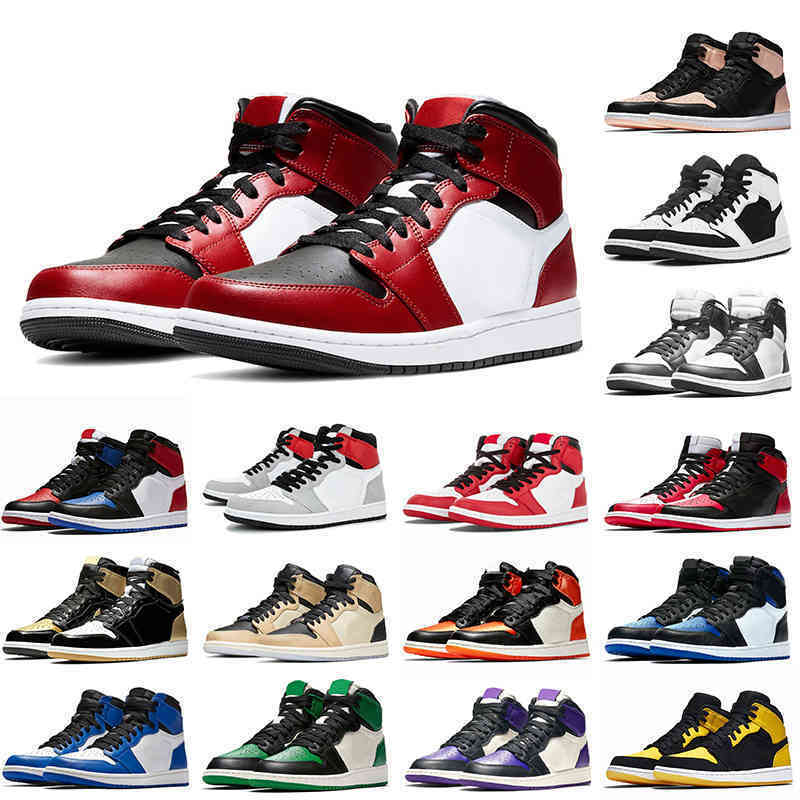 

Mid Chicago Black Toe 1 Mens Womens basketball shoes 1s Jumpman 1 OG Light Smoke Grey Royal Blue Top 3 sneakers, #33 shattered backboard 36-46