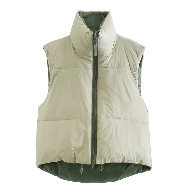 

Women Winter Wearable On Both Sides Jacket Female High Neck Adjustable Hem Tightness Top 210520, Armygreen